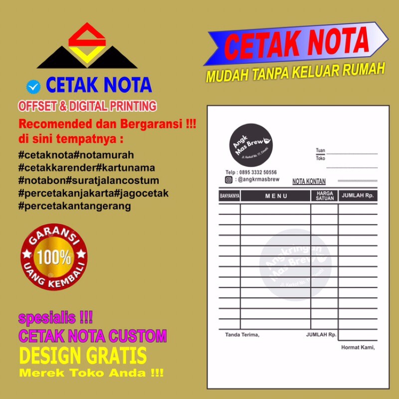 Jual Cetak Nota Custom Ply F Hvs Shopee Indonesia