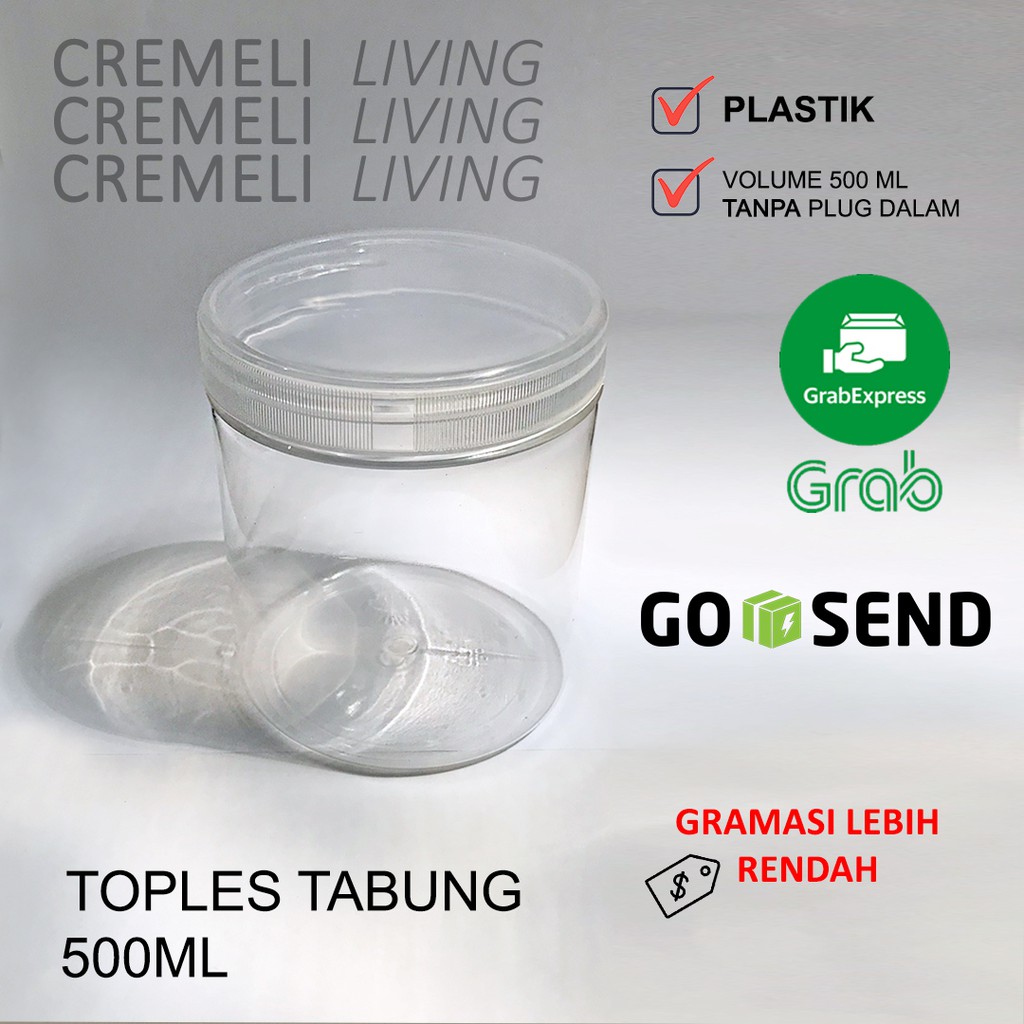 Jual Toples Tabung Plastik Tutup Ulir 500ml 500 Ml Toples Kue Kering