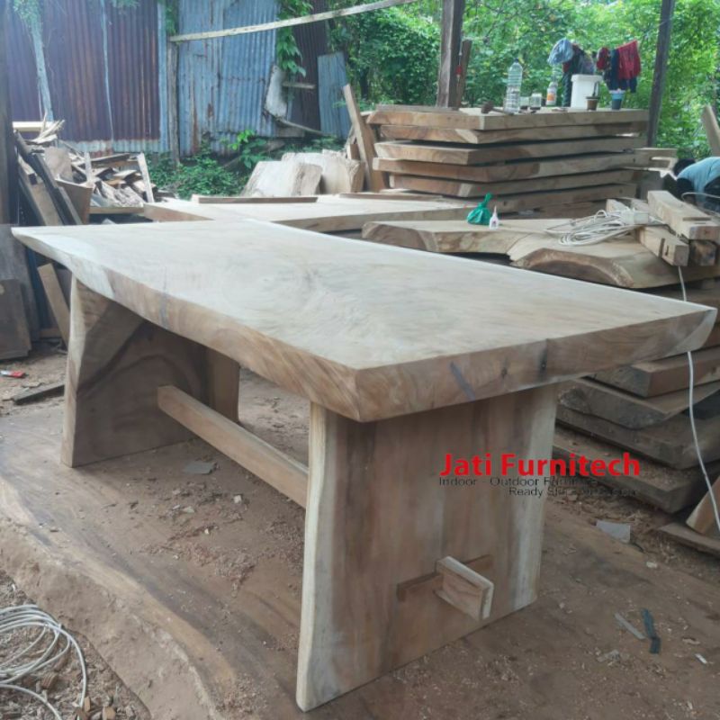 Jual Meja Makan Besar Kayu Suar Trembesi Kayu Utuh Tanpa Sambungan