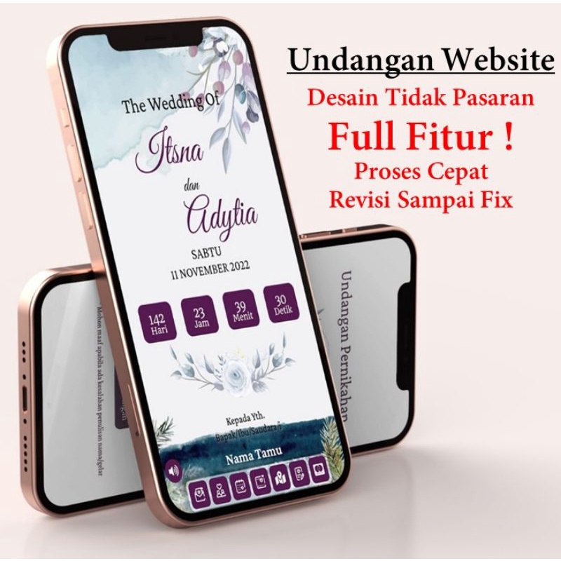 Jual Undangan Pernikahan Digital WEBSITE ELEGAN Tema Foto Tanpa