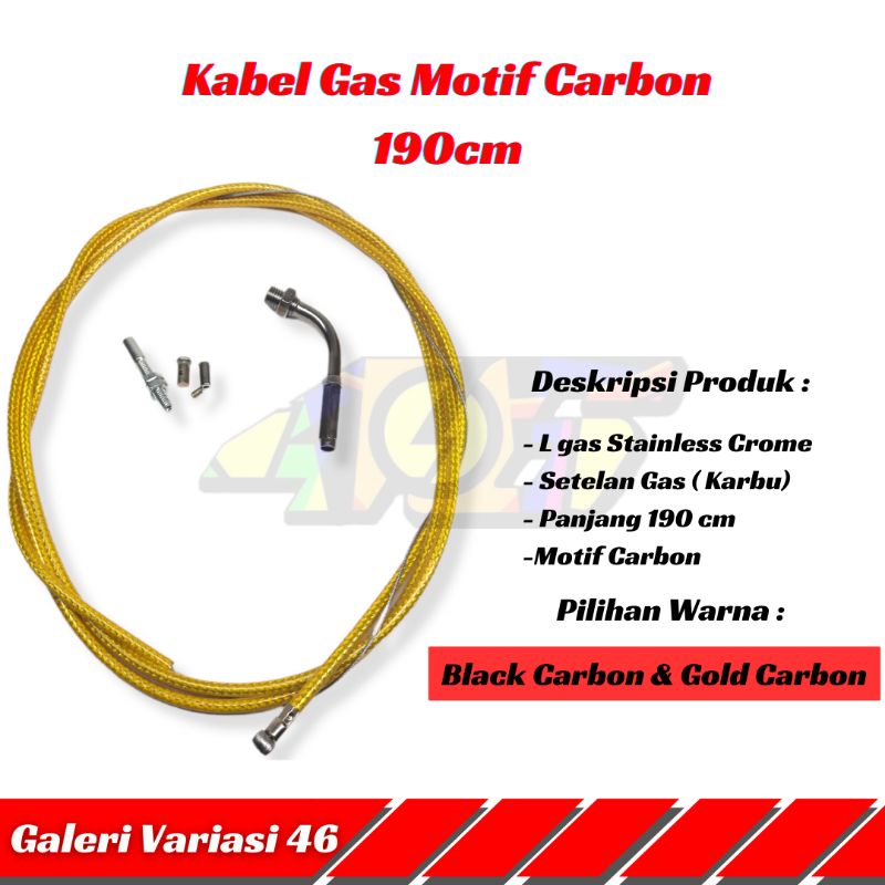 Jual Kabel Gas Serat Carbon Karbon Panjang 190cm Universal Shopee