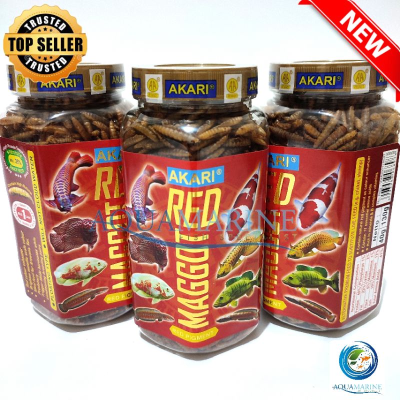 Jual Akari Red Maggot 130 Gr Pakan Ikan Arowana Channa Oscar Louhan