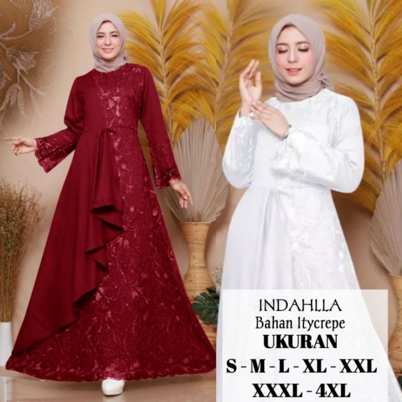 Jual Gamis Muslim Indahlla S M L Xl Xxl Xxxl Brukat Tile Premium