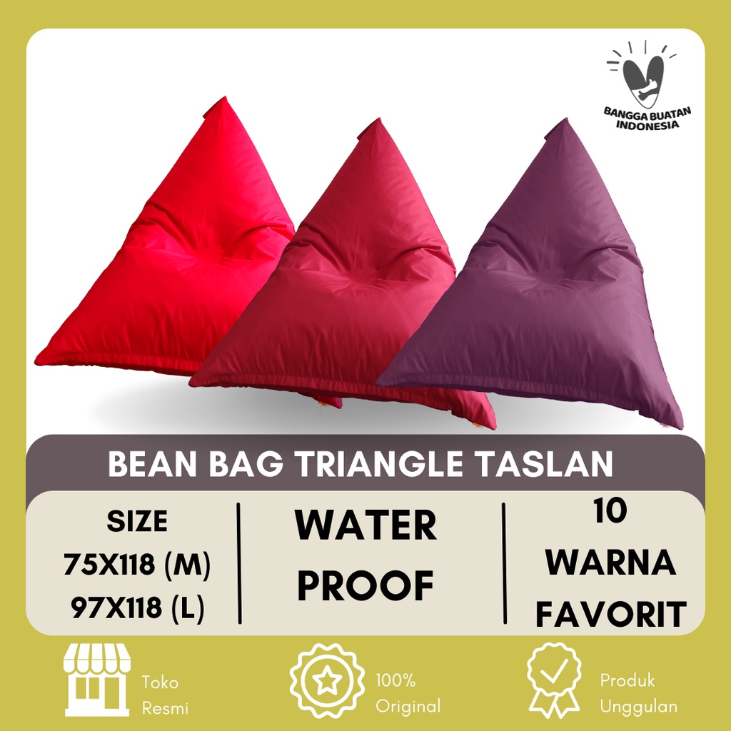 Jual Bean Bag Triangle Taslan Plus Isi Beanbag Styrofoam Termurah