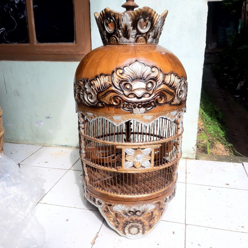 Jual Sangkar Burung Perkutut Ukir Kayu Jati Jepara Shopee Indonesia