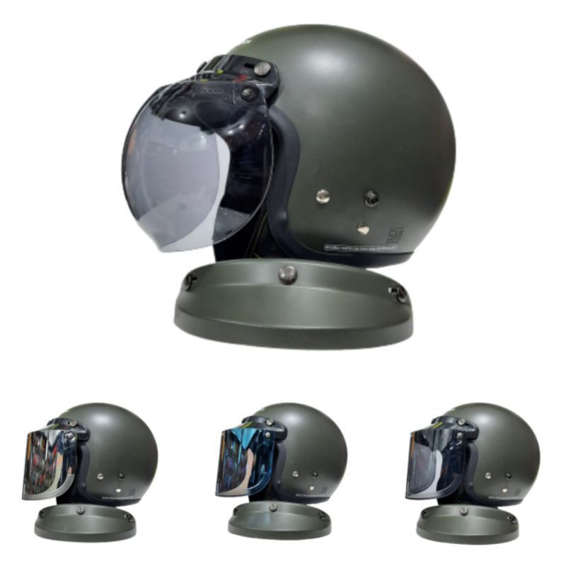 Jual Helm Cargloss Cfm Retro Original Army Doff Paket Kaca Datar Dan