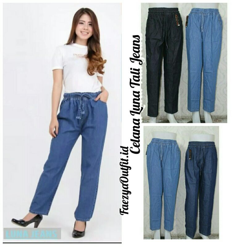 Jual Celana Luna Tali Bahan Jeans Softjeans Ukuran Standar Jumbo