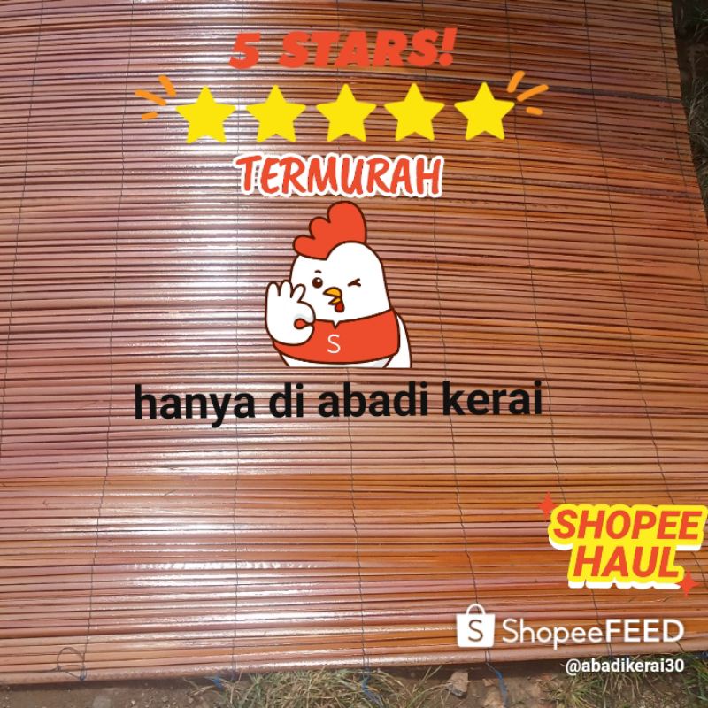 Jual Kerai Tirai Krey Bambu Sawit Ukuran X M Full Pliture Vernis Full