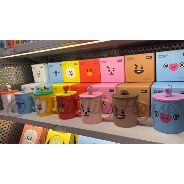 Jual RARE ITEM BT21 CUP FIGURE MUG SET GELAS CANGKIR TUMBLER LID BTS