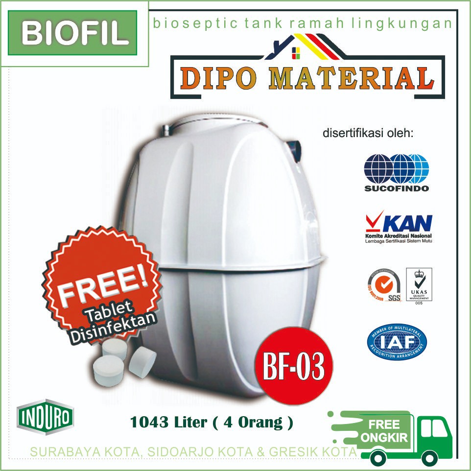 Jual SEPTIC TANK BIOFIL BF 03 KAPASITAS 1043 LITER 4 ORANG KOTA