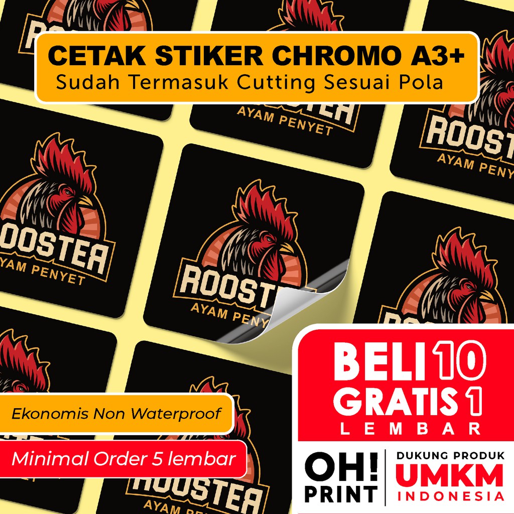 Jual Cetak Stiker Chromo A3 CUT SEHARI JADI Cetak Sticker Chromo