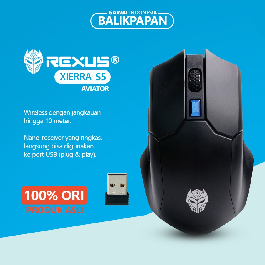 Jual Rexus Xierra S Aviator Wireless Gaming Mouse Original Hitam