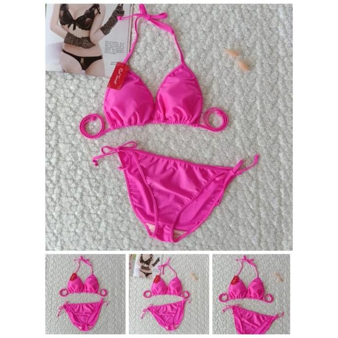 Jual Bk R Xo Pink Stabilo Bikini Pantai Segitiga Ikat With Foam