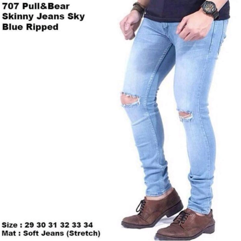 Jual Celana Panjang Skinny Soft Jeans Pria Robek Dengkul Terbaru