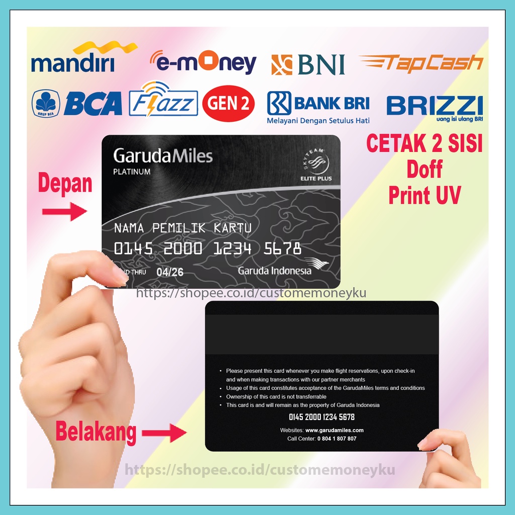 Jual KARTU EMONEY CUSTOM NAMA DESIGN GARUDA CARD BLACK EMONEY MANDIRI