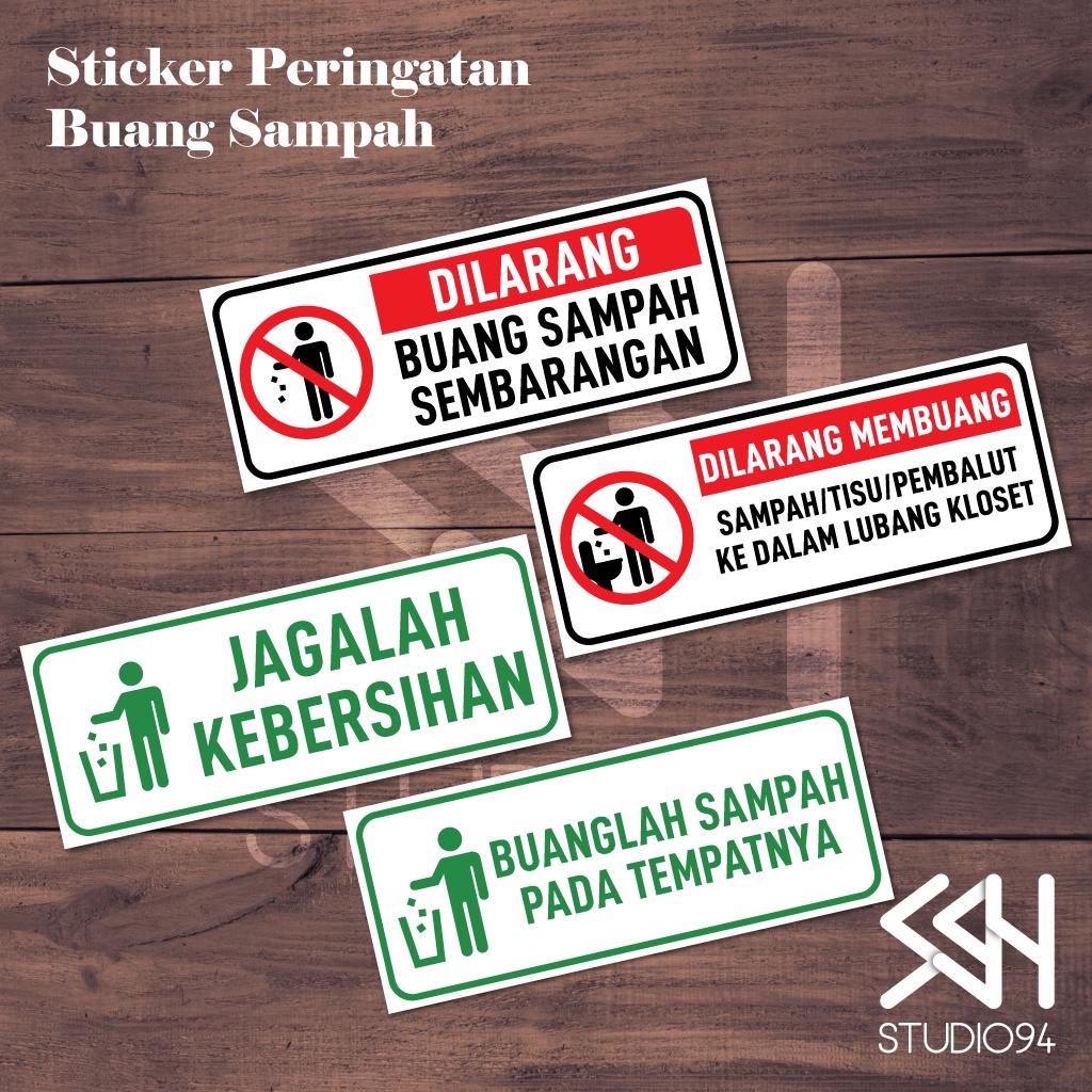 Jual Stiker Peringatan Sticker Penunjuk DILARANG BUANG SAMPAH