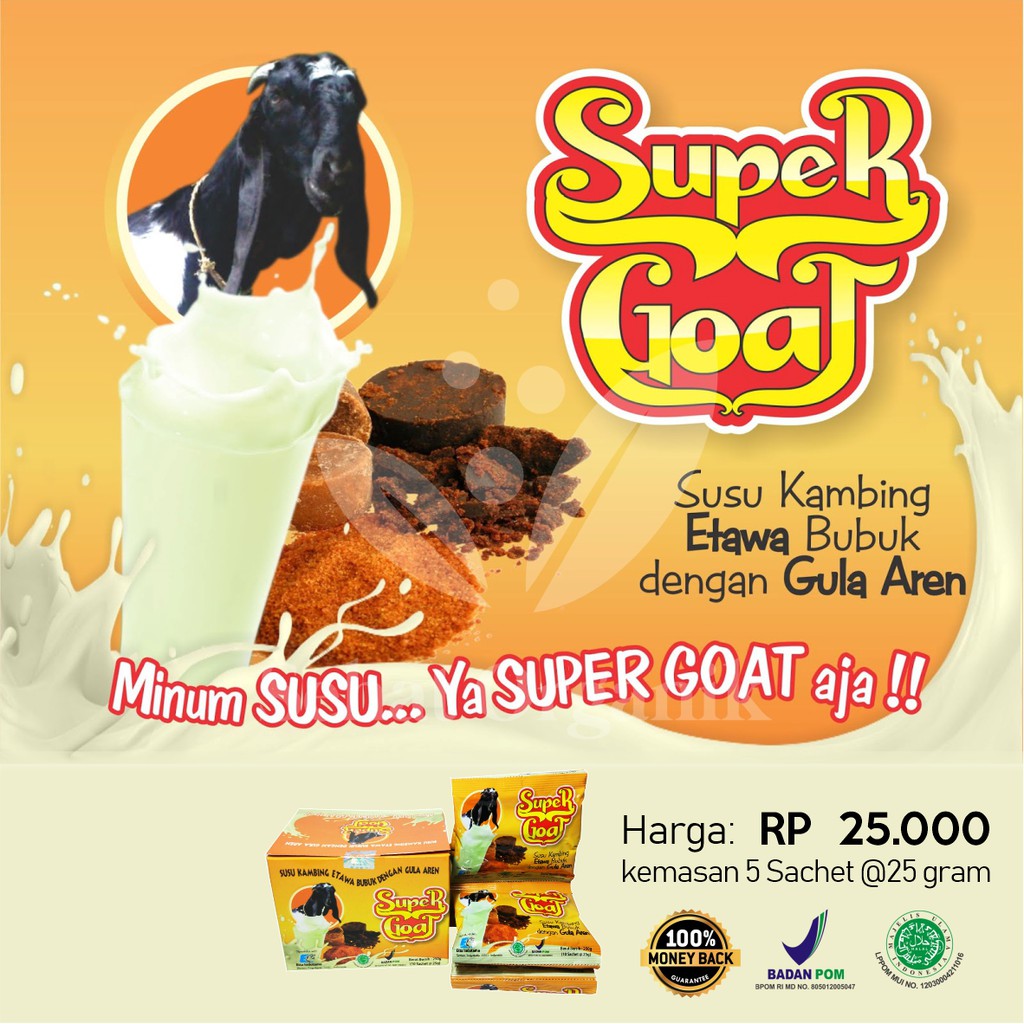 Jual Susu Kambing Etawa Bubuk Murni Plus Gula Aren Supergoat Kemasan