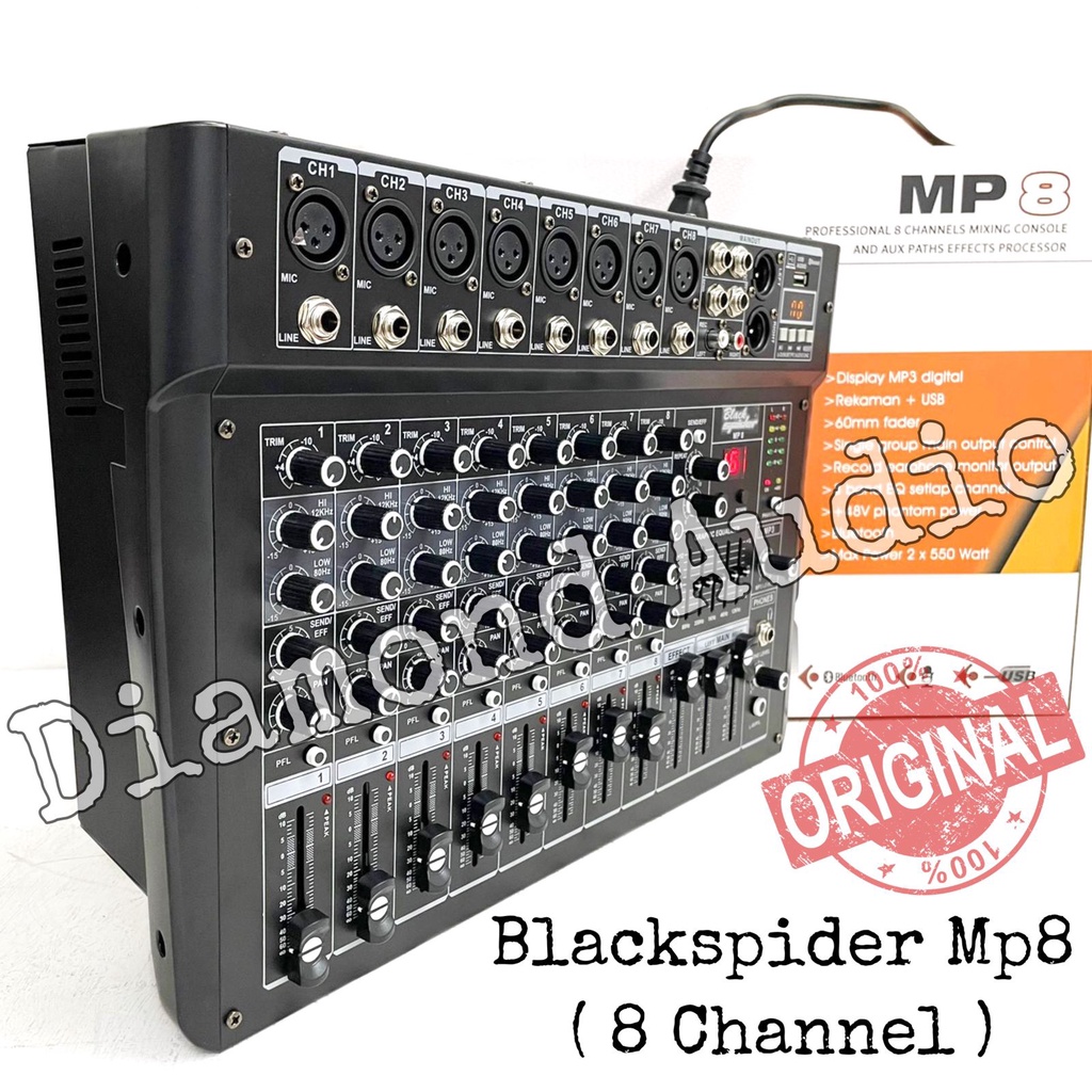 Jual Power Mixer Blackspider Mp Original Usb Bluetooth Mixing Black