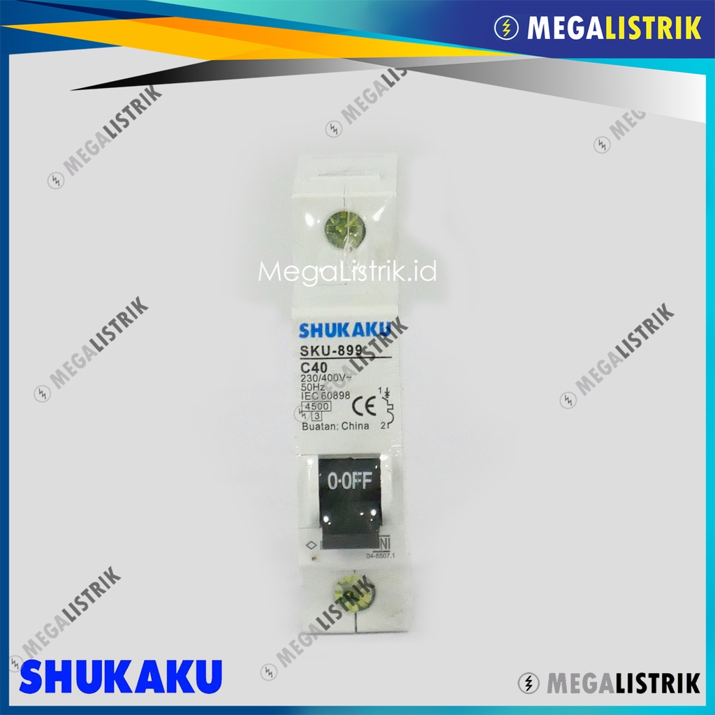 Jual SHUKAKU MCB 1P 40A 1 PHASE 40 AMPERE 40 A C40 SKU 899 SNI