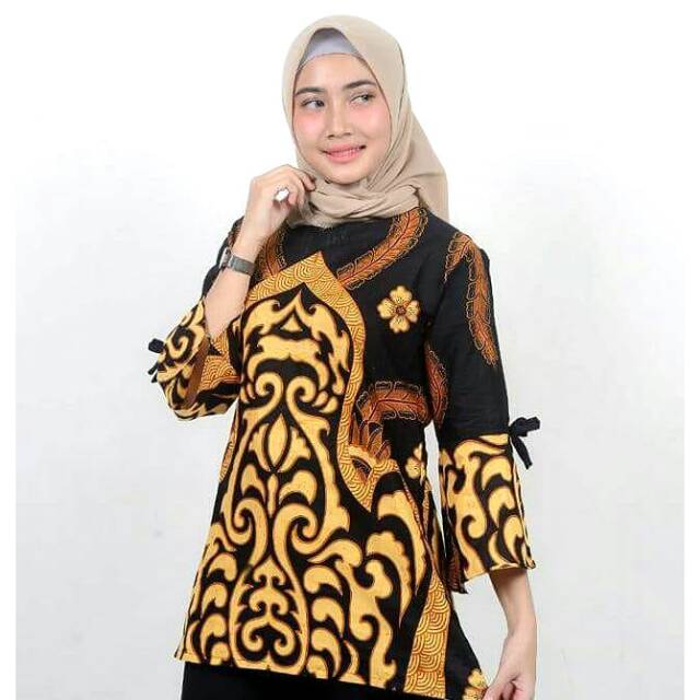 Jual BLOUSE BATIK LENGAN PANJANG MOTIF ETNIK DAYAK KALIMANTAN BATIK