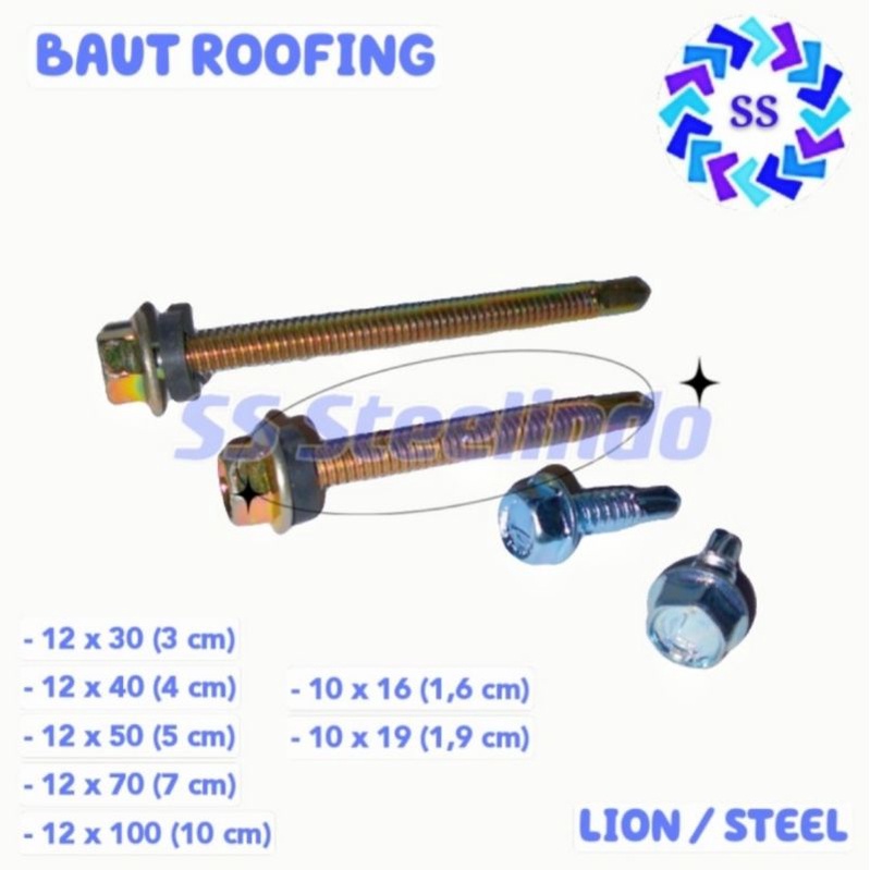 Jual BAUT SEKRUP ROOFING BAJA RINGAN 10X16 10X19 12X30 12X40 12X50