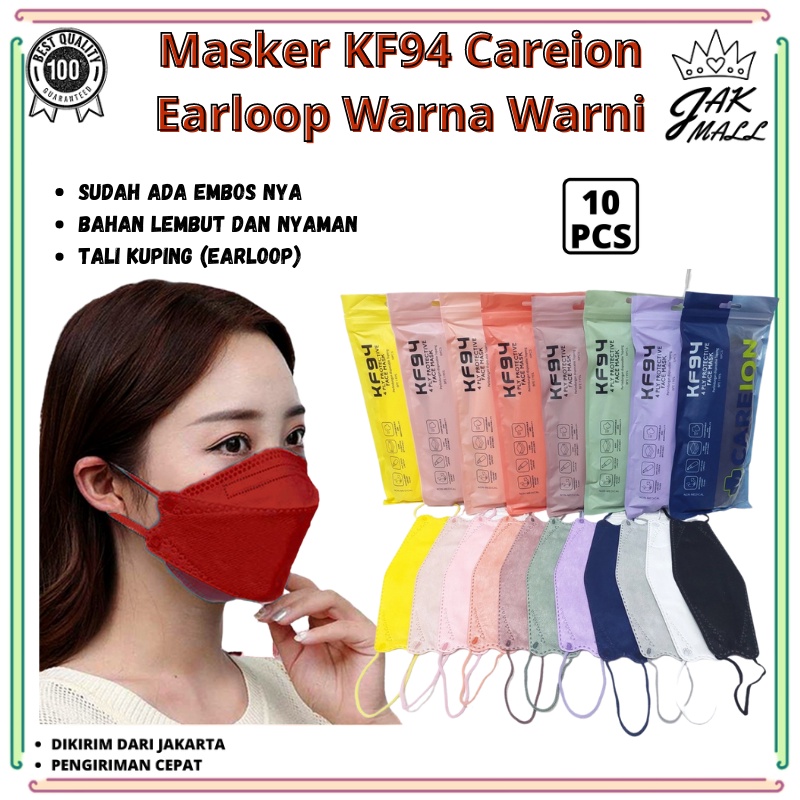 Jual Careion Masker KF 94 KF94 Korea 4Ply 4D Warna Isi 10Pcs JM