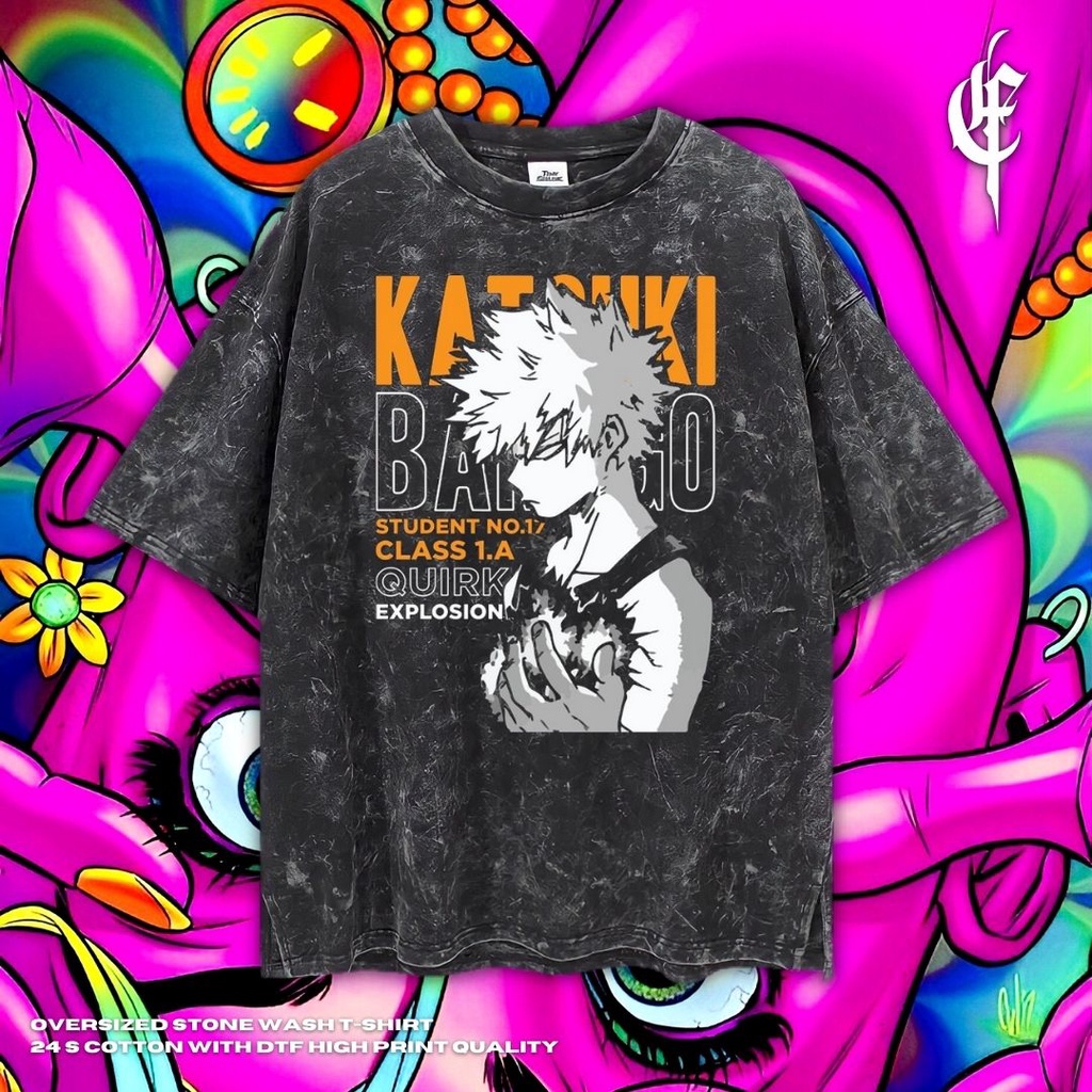 Jual Psycho Crucify Katsuki Bakugo Oversized T Shirt Stone Wash