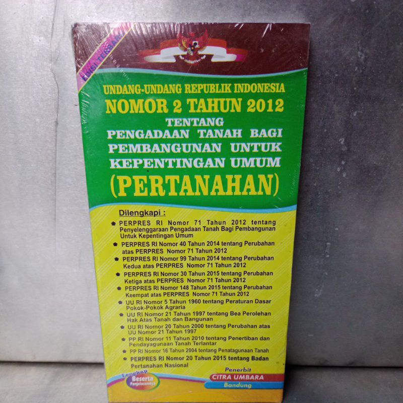 Jual Buku Uu Ri No Thn Ttg Pengadaan Tanah Bagi Pembangunan