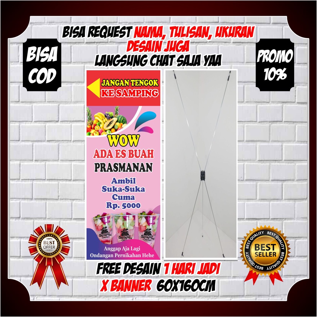 Jual Spanduk Tiang X Banner Es Buah Viral Prasmanan Keren