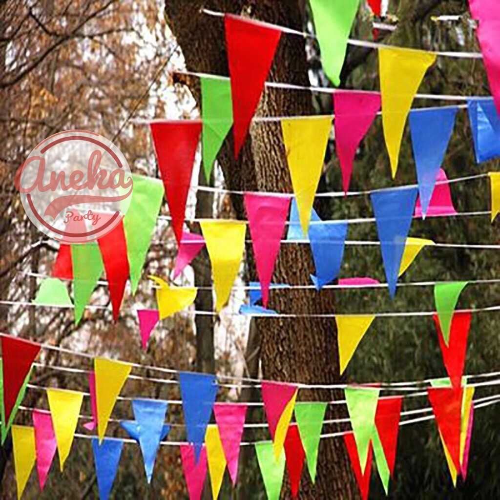 Jual Bendera Segitiga Kain Warna Warni Flag Party Bendera Segitiga