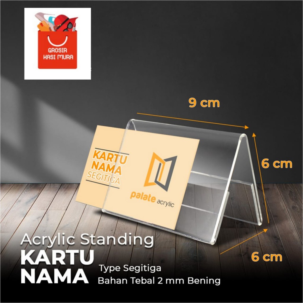 Jual Acrylik Akrilik Kartu Nama Segitiga Akrilik Name Card Holder