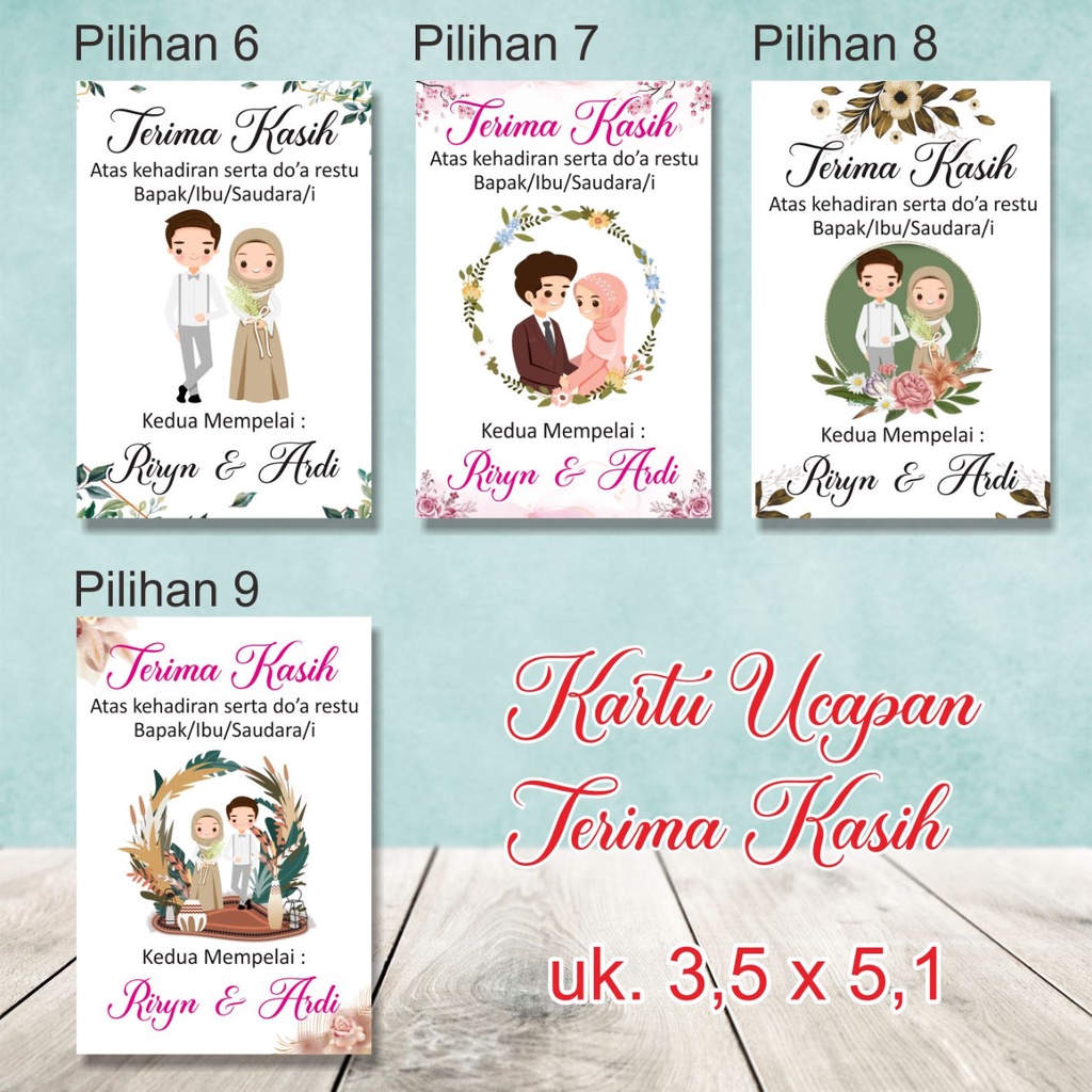 Jual Kartu Ucapan Terima Kasih Kartu Souvenir Wedding Card Thanks