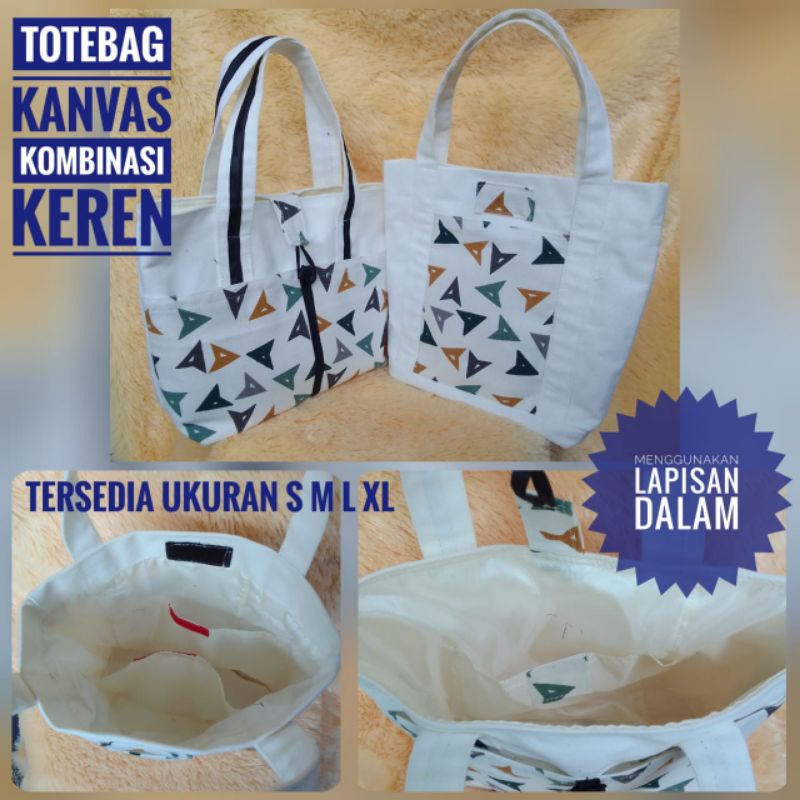 Jual Totebag Kanvas Kombinasi Motif Cantik Tersedia Berbagai Macam