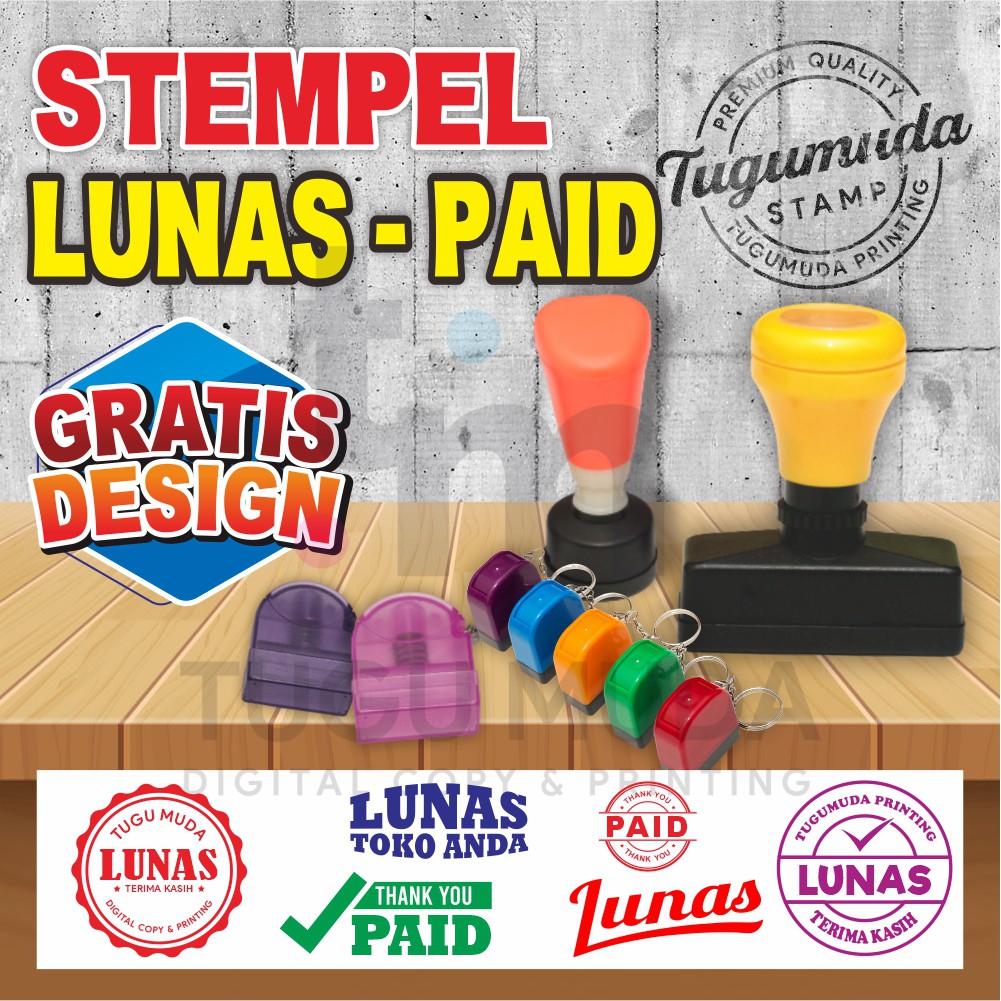 Jual STEMPEL LUNAS PAID STAMP FLASH GRATIS DESIGN TOKO KANTOR PT