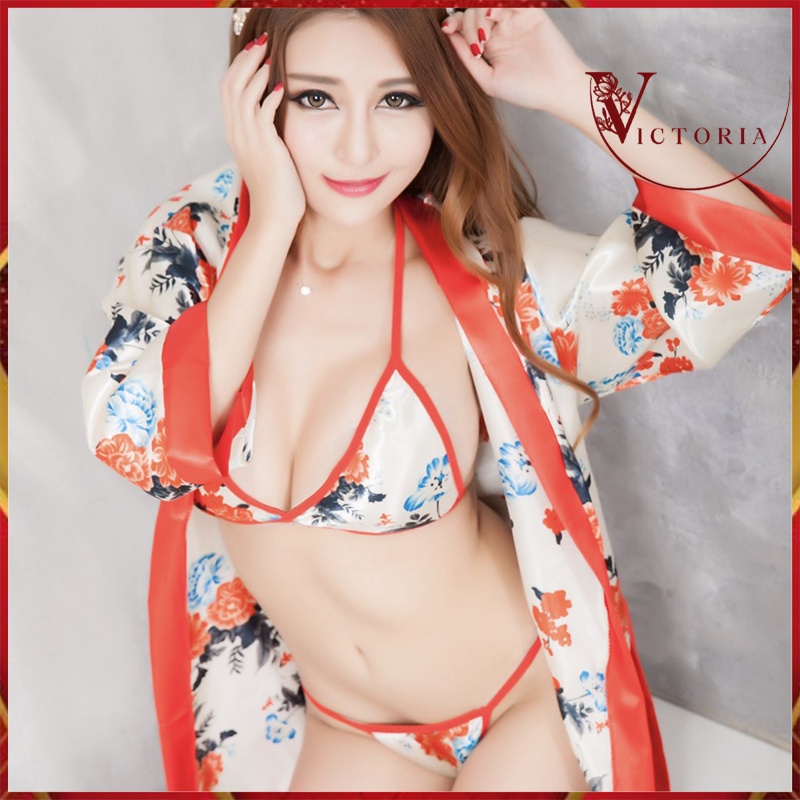 Jual Victoria Lingerie Set Bunga Kimono Baju Tidur Kostum Jubah Jepang