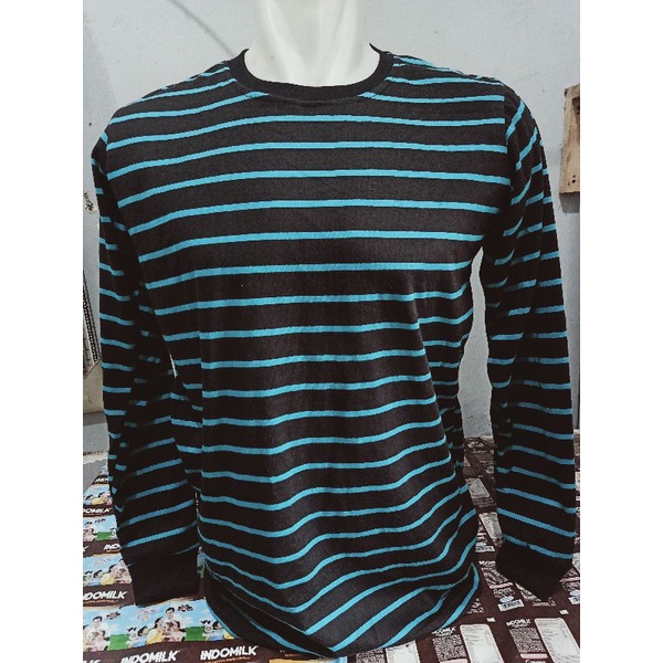 Jual Kaos Stripe Hitam Tosca Kecil Lengan Panjang Rip Shopee Indonesia