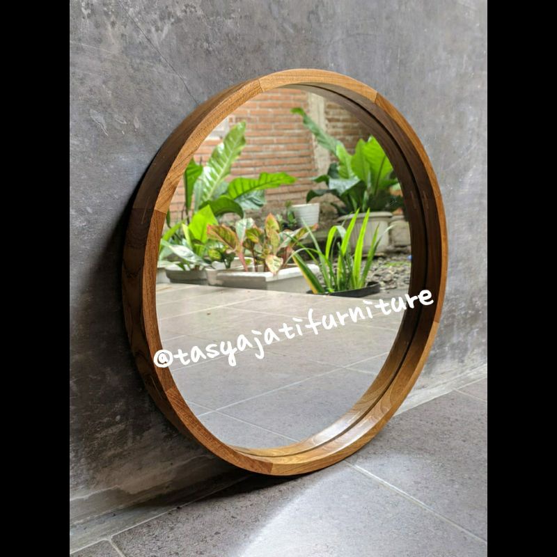 Jual Cermin Bulat Kayu Jati Diameter Cm Shopee Indonesia