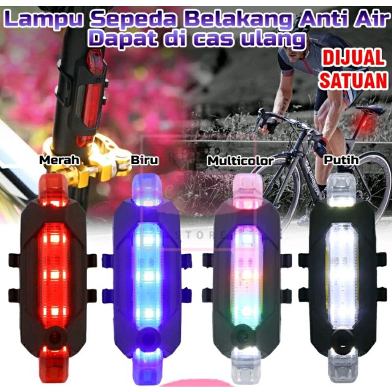 Jual Lampu Sepeda Lipat LED Cas Anti Air Depan Belakang Seat Post