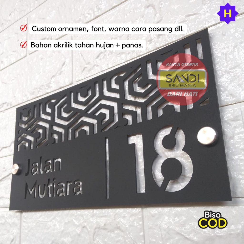 Jual PAPAN NOMOR RUMAH ACRYLIC NOMOR RUMAH MINIMALIS NOMER RUMAH