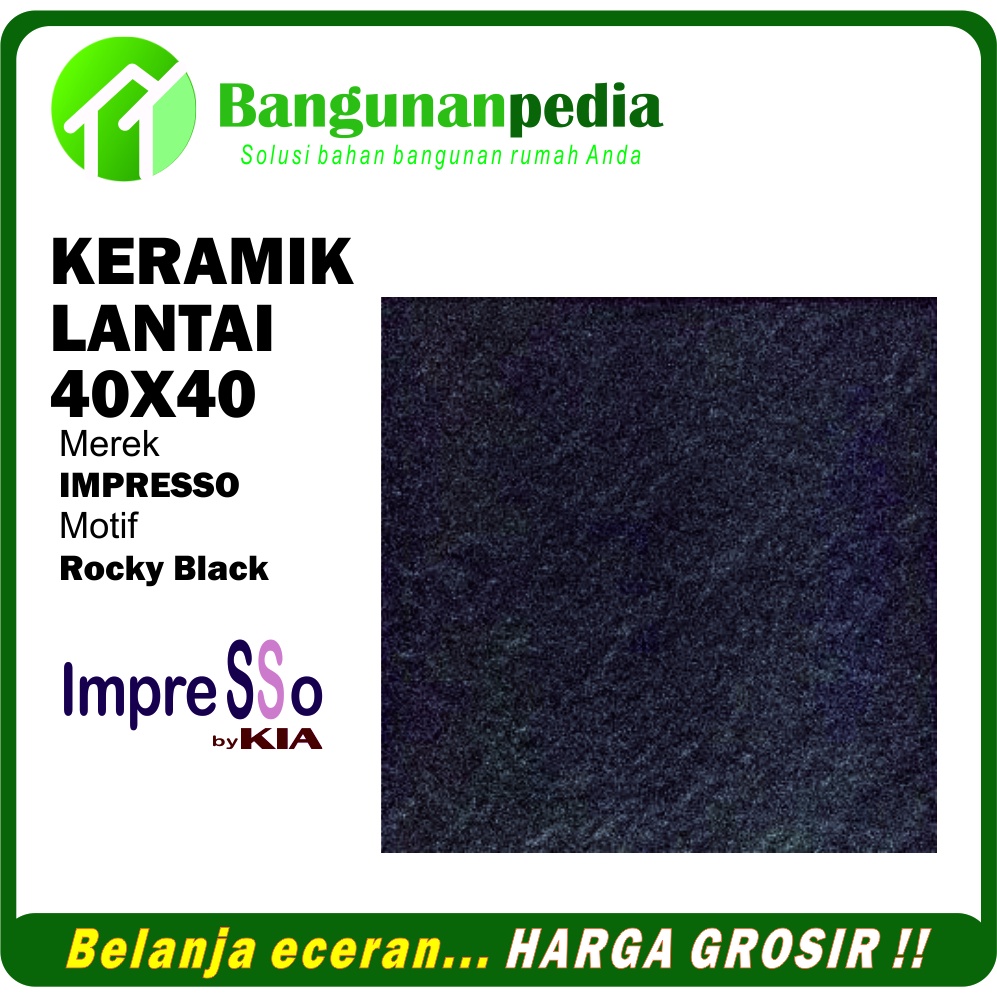 Jual Keramik Lantai 40x40 Kasar Impresso Rocky Black By KIA Ceramics