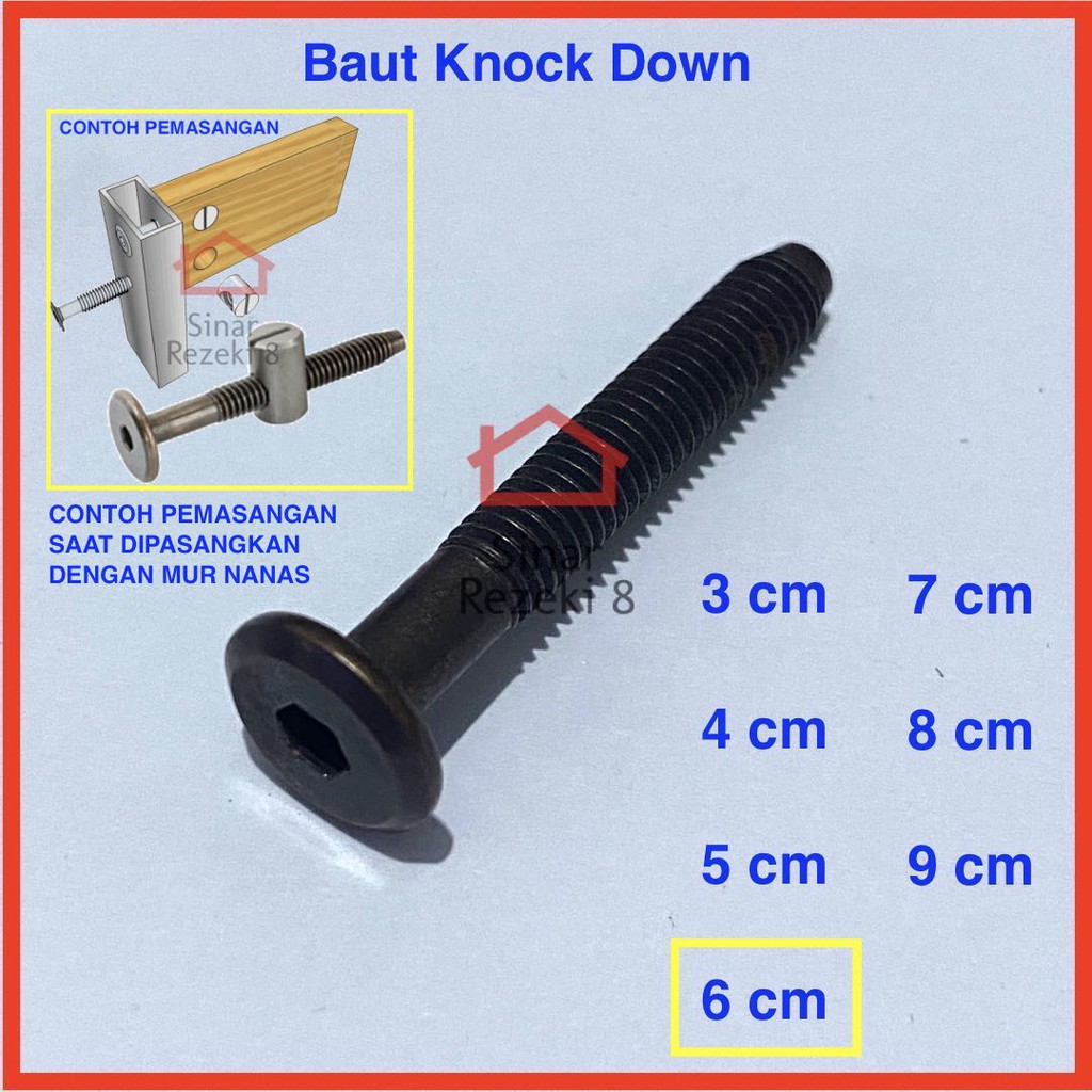 Jual Baut Jcbc Knock Down Cm Mm Knockdown Furniture Mur Skrup M