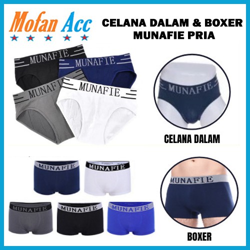 Jual CELANA DALAM BOXER MUNAFIE Pria Men Underwear CD Brief Katun