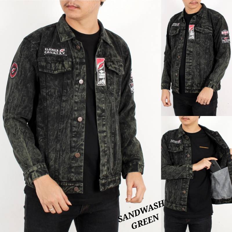 Jual Jaket Jeans Denim Snowblack Ripped Pria Emblem Full Bordir Bigsize