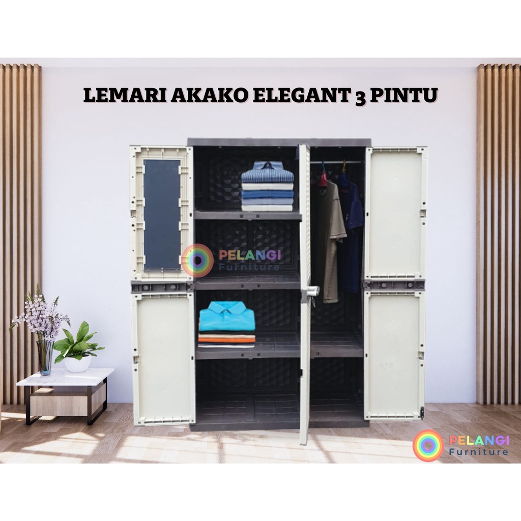 Jual LEMARI PLASTIK MERK AKAKO ELEGANT 3 PINTU Shopee Indonesia