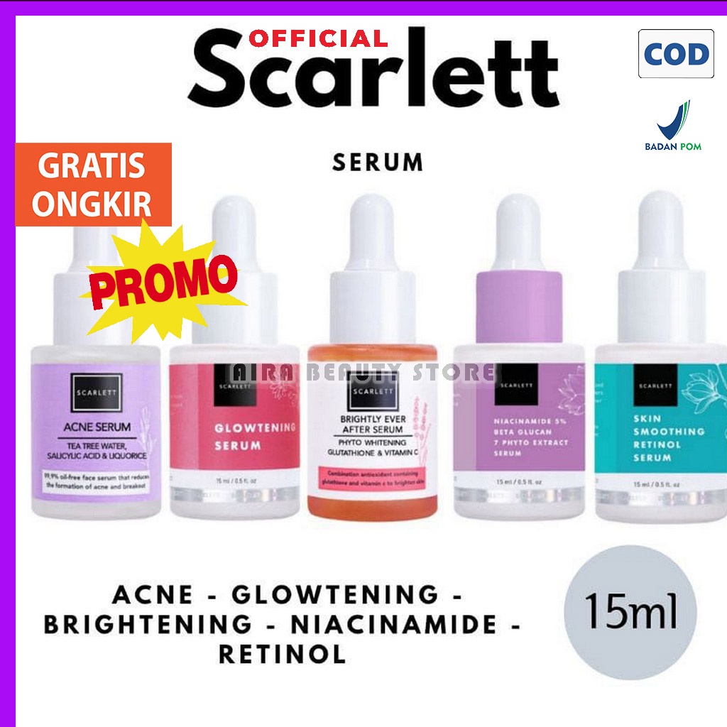 Jual Scarlett Whitening Serum Acne Whitening Glowtening Brightly Ever