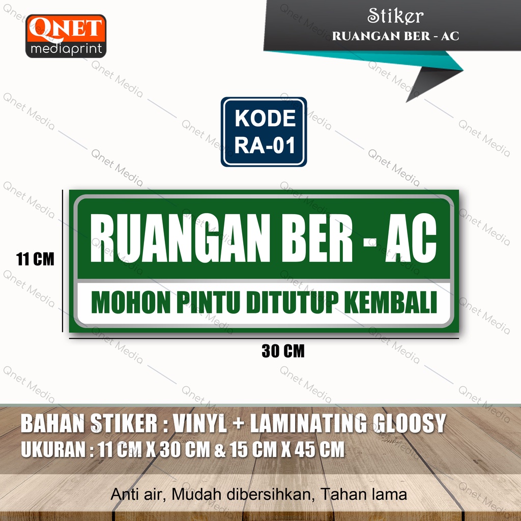 Jual STIKER RUANGAN BER AC LAMINASI GLOSSY Shopee Indonesia