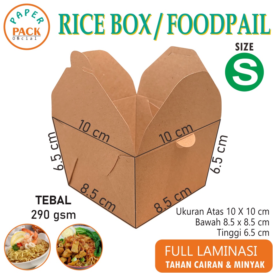 Jual Food Pail Size S Paper Rice Box Lunch Box Kertas Dus Makanan