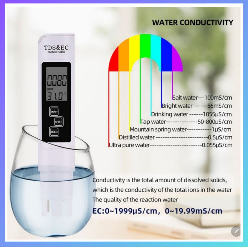 Jual Tds Ec Meter In Alat Ukur Air Hidroponik Ec Temperatur Tds