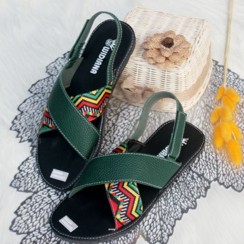 Jual Sandal Wanita Kulit Jeruk Papirut Motif Talincang Terbaru Kekinian