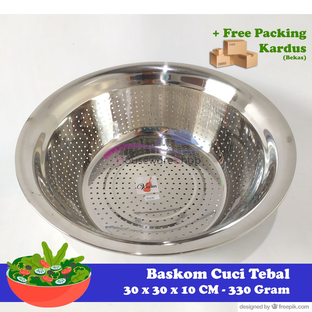 Jual Baskom Cuci Sayur Stainless Tebal 30 CM Shopee Indonesia